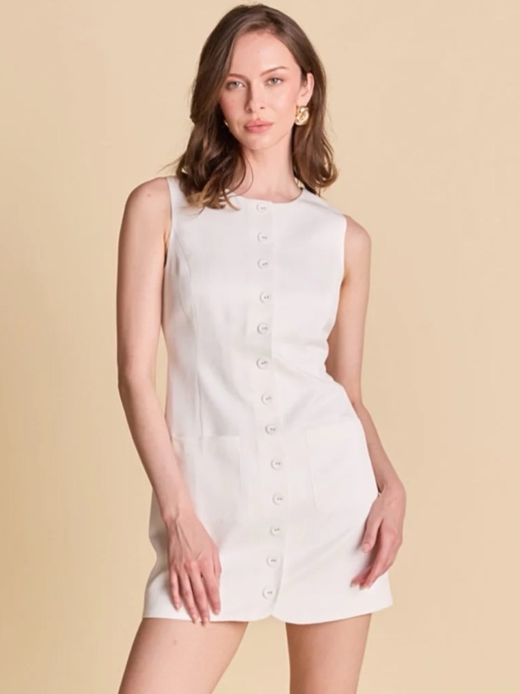 Paper Heart Anthropologie Linen Blend Button Down Mini Dress Size S